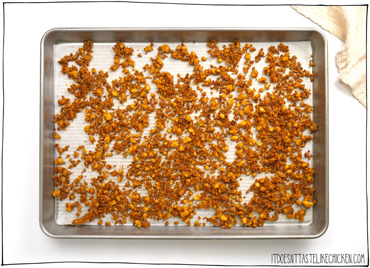 Bake the tofu until golden brown.