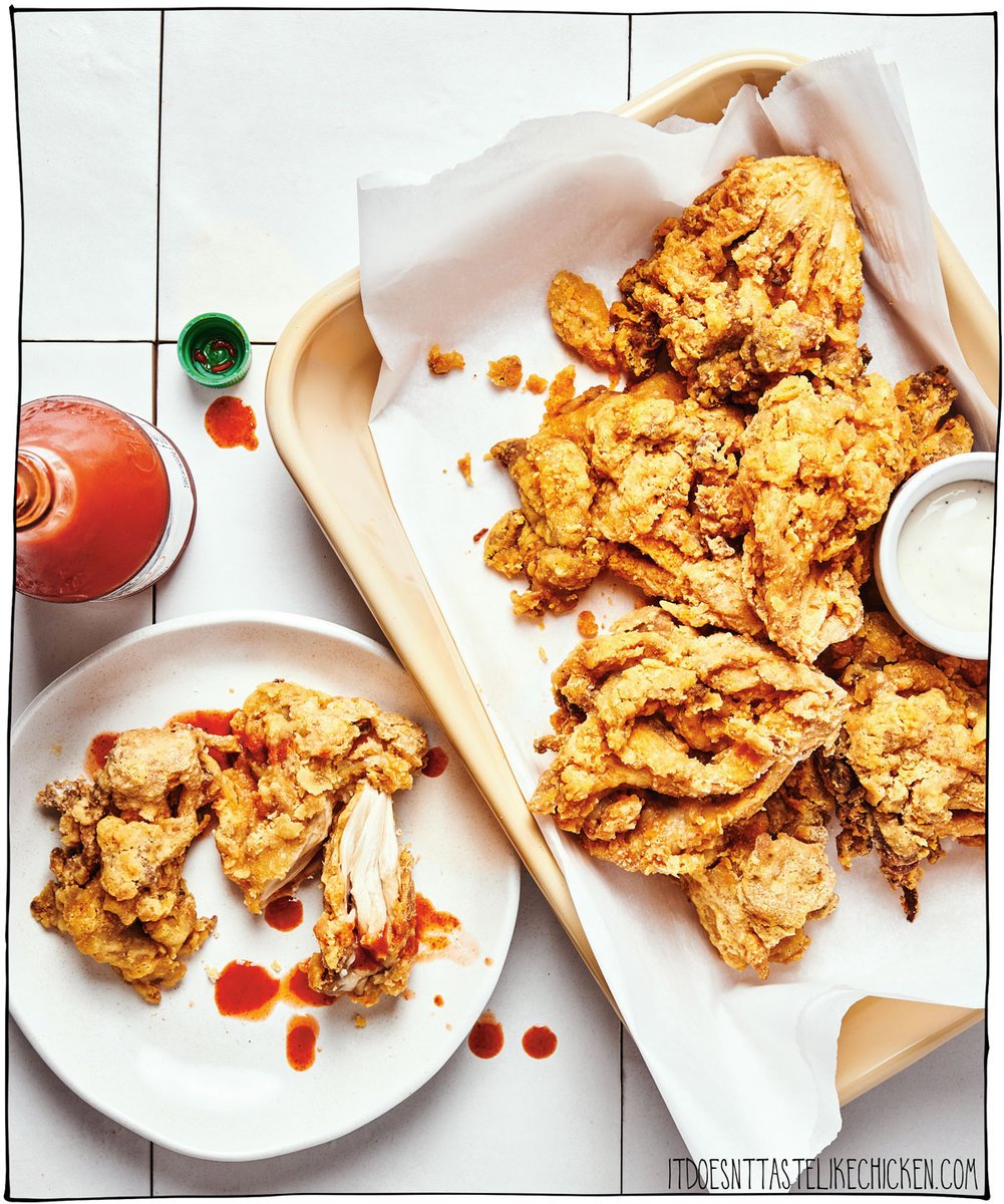 Buttermilk Fried Oyster Mushrooms taste just like vegan fried chicken!!! Oyster mushrooms are meaty and juicy and have a cool pull-apart texture that makes them ideal as a chicken substitute. They are easy to make and require just 9 ingredients. Trust me when I say, that once you make a bucket of these crunchy coated mushrooms, they will soon be your go-to vegan fried chicken recipe!