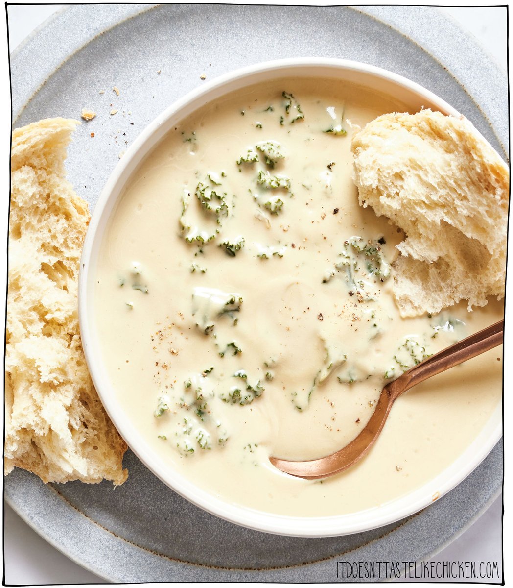 This Vegan Four Heads of Garlic Soup is super creamy, garlicky, comforting, easy to make, and downright decadent! Perfect for a chilly night when you need a big, warm hug in a bowl.