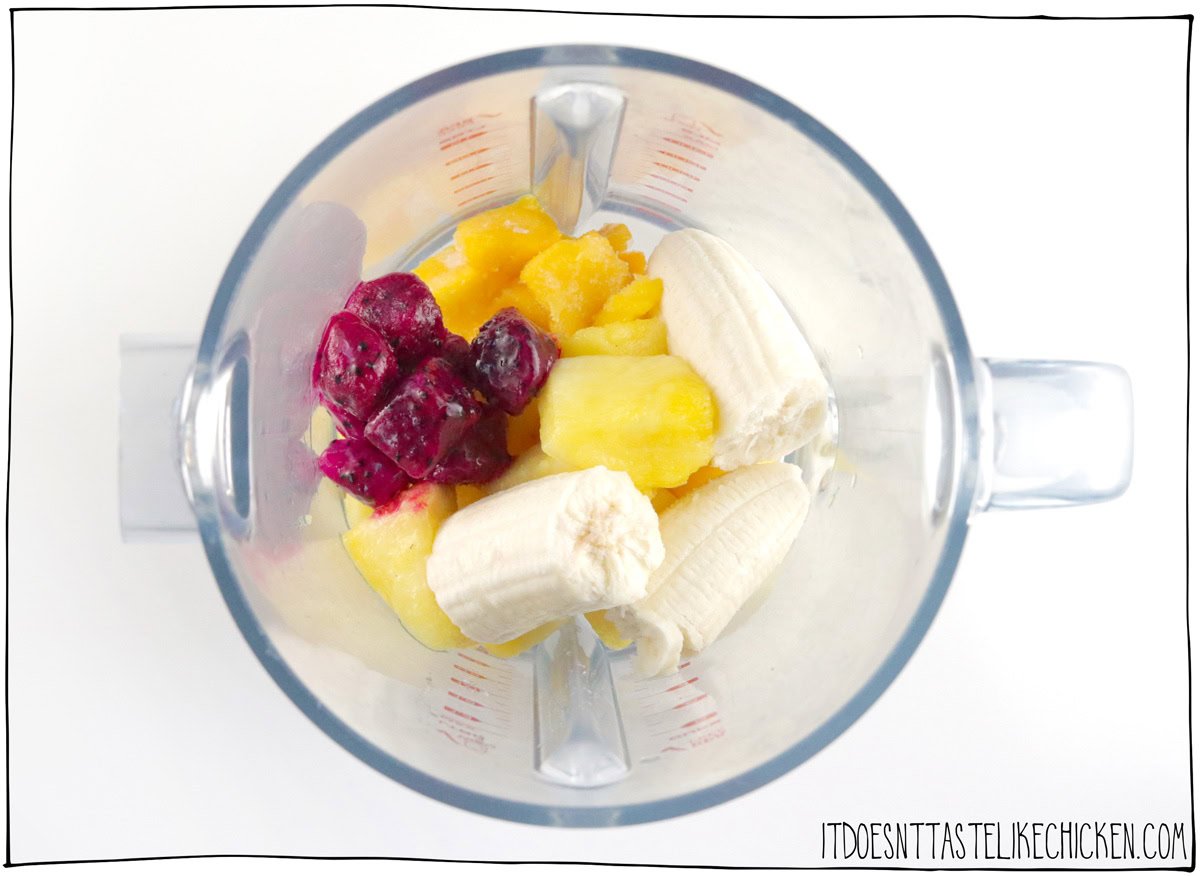 Add all of the ingredients to a blender and blend until completely smooth and creamy.