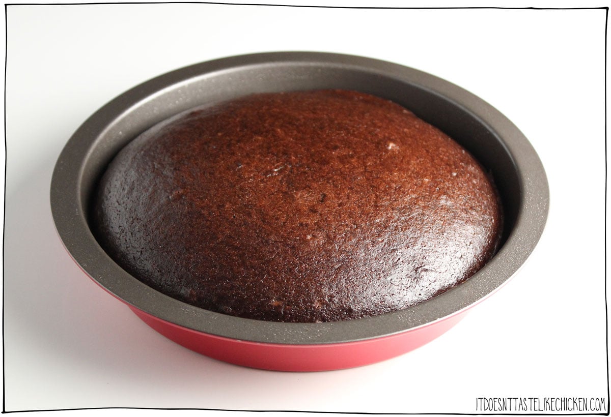Divide among two cake pans and bake.