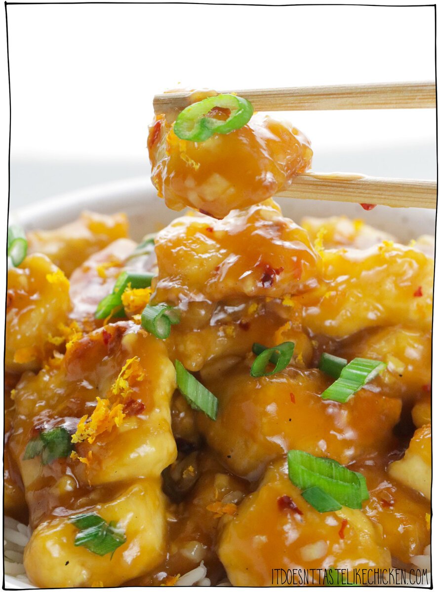 Better than takeout, this Vegan Orange Chicken recipe is easy to make, healthier, and so tasty! Just 1 pan and 20 minutes is all it takes. Tofu is coated in a sweet, tangy, and deliciously sticky orange sauce served over rice for a quick and delicious dinner.