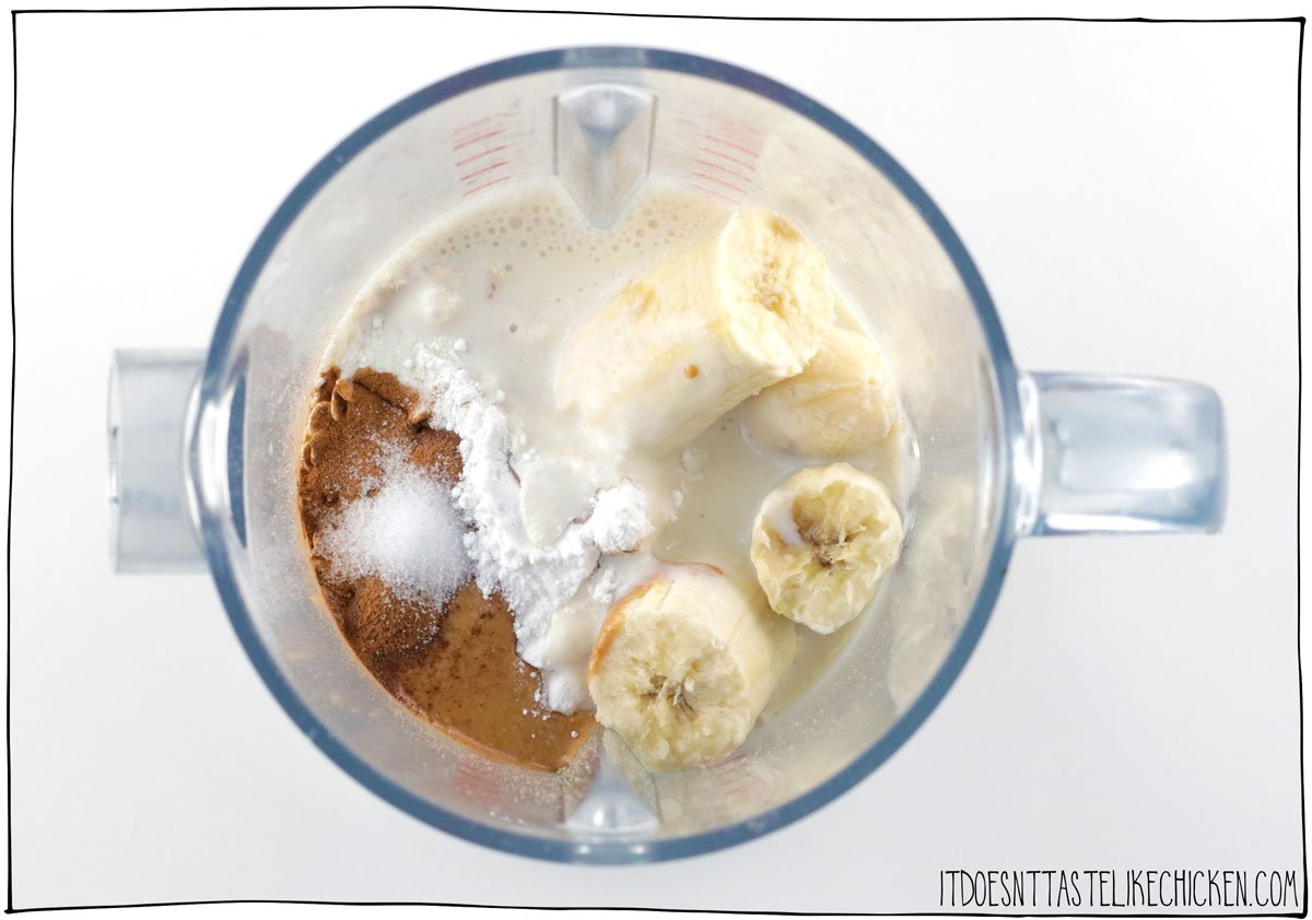 Add everything except for the flour to a blender and blend until smooth.