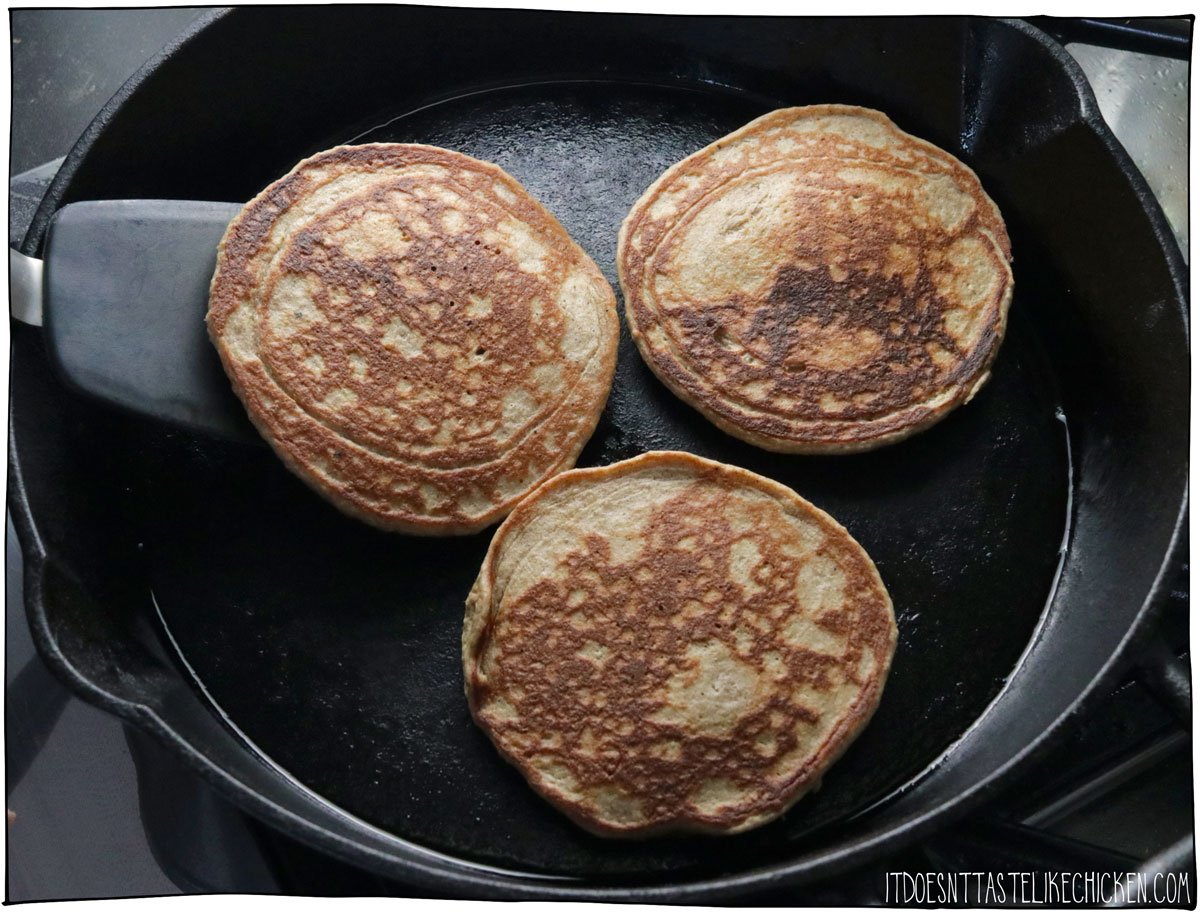 Cook the pancakes, flipping halfway through until golden on both sides.