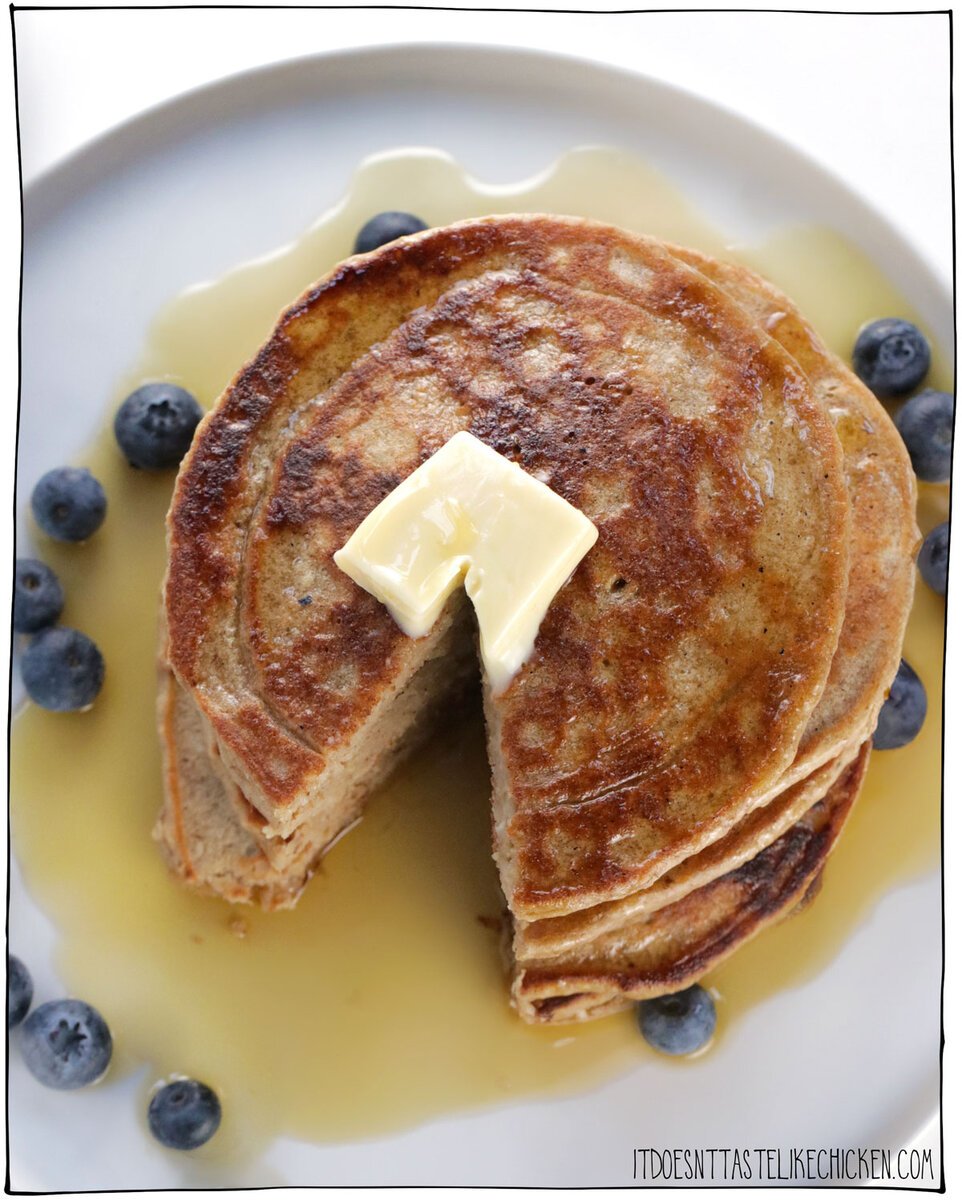 These are the best easy vegan pancakes that are designed to be healthier than traditional pancakes. The base is made with bananas, oats, and peanut butter, whizzed up in a blender. They are naturally sweetened and have no added oils! Healthy enough to eat every single day, easy enough to whip up, can be made ahead of time, and tastes better than any pancake you've ever had! EASY. QUICK. HEALTHY. DELICIOUS.