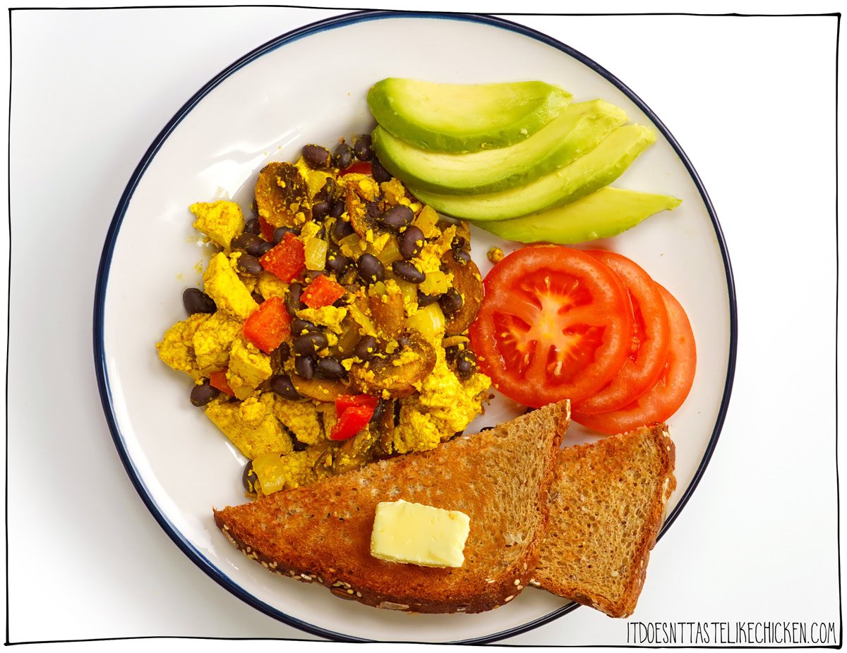 Start your day with this Hearty Tofu Scramble, a vegan-friendly dish that tastes just like scrambled eggs. Flavorful, satisfying, and packed with protein, it’s the perfect cholesterol-free option for breakfast or brunch. Made with seasoned tofu, sautéed veggies, and hearty black beans, it’s easy to see why this recipe is a fan-favorite!