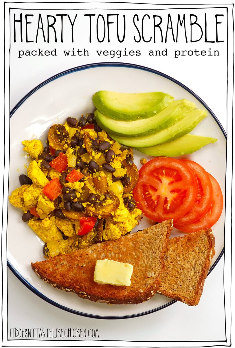 Start your day with this Hearty Tofu Scramble, a vegan-friendly dish that tastes just like scrambled eggs. Flavorful, satisfying, and packed with protein, it’s the perfect cholesterol-free option for breakfast or brunch. Made with seasoned tofu, sautéed veggies, and hearty black beans, it’s easy to see why this recipe is a fan-favorite!