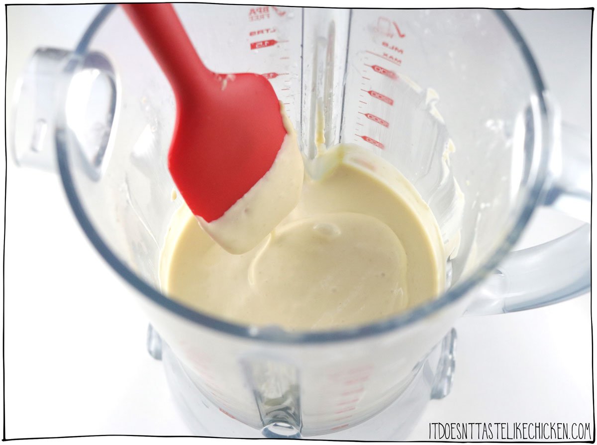 Add all ingredients to a blender. Blend the mixture until it's completely smooth and creamy, stopping to scrape the sides as needed.
