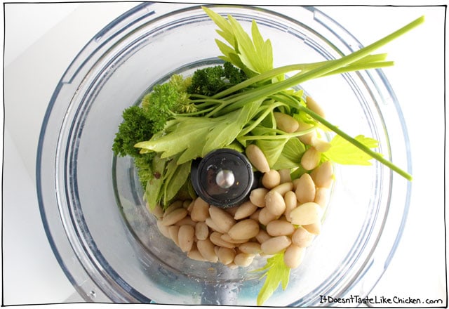 Mixed Herb Vegan Pesto! A DIY recipe using the herbs that you have. A great way to use up leftover herbs or herbs from your garden. Freezes perfectly. #itdoesnttastelikechicken