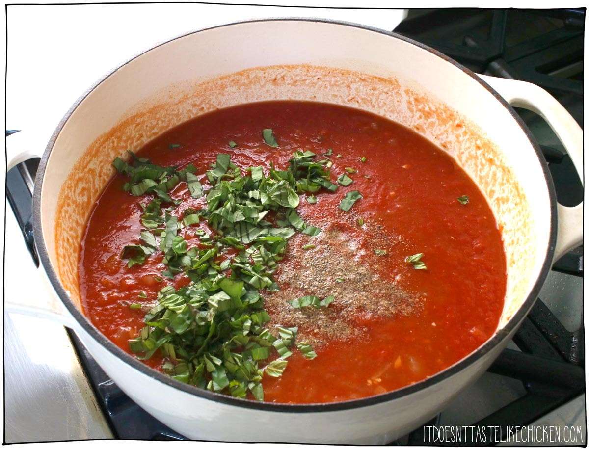 Cook the soup ingredients until they are rich and flavorful.