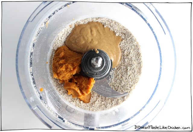 Just pumpkin, peanut butter, and oats make up this dog treats recipe.