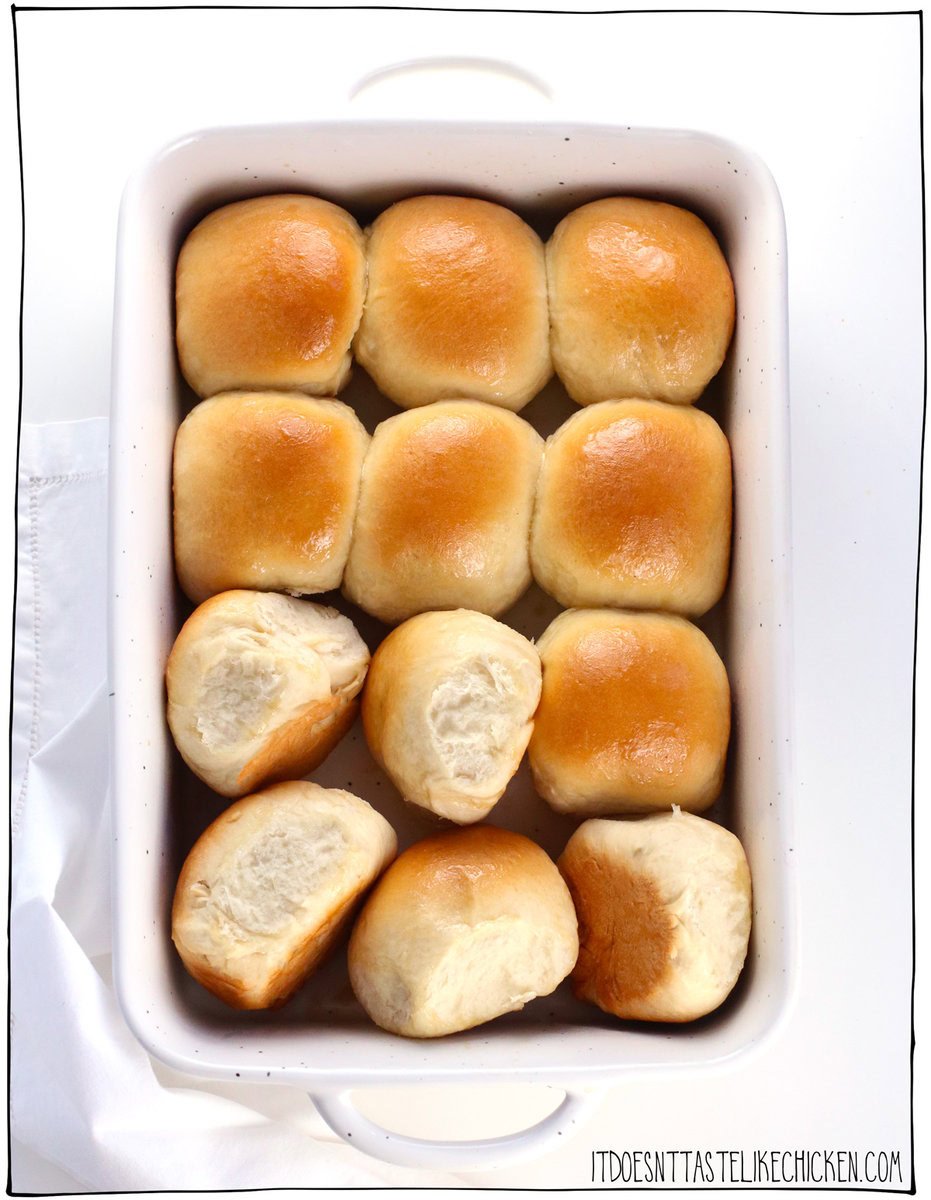 Light, fluffy, buttery, golden with just a hint of sweetness—these Soft Vegan Dinner Rolls are everything you want in a bread basket and more. Made with simple plant-based ingredients, they’re a crowd-pleaser for any occasion—from cozy weeknight dinners to festive holiday spreads. And yes, they’re so good you’ll want to eat them straight out of the pan (I speak from experience).