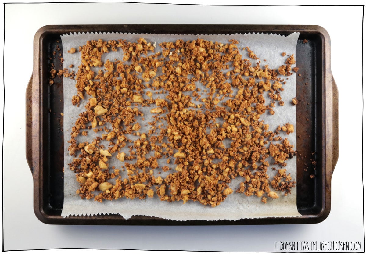 Bake the tofu until it's dry and brown.