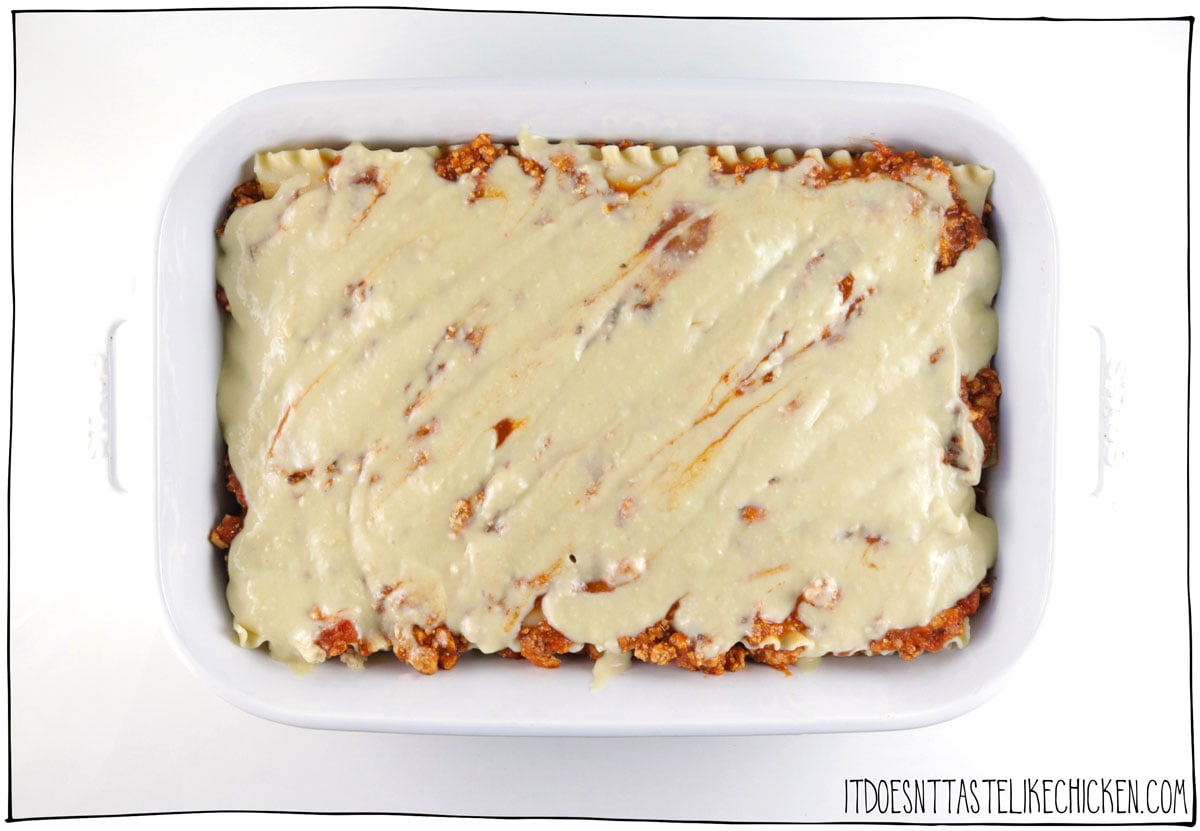 Repeat another layer, then finally top with the mozzarella sauce and bake