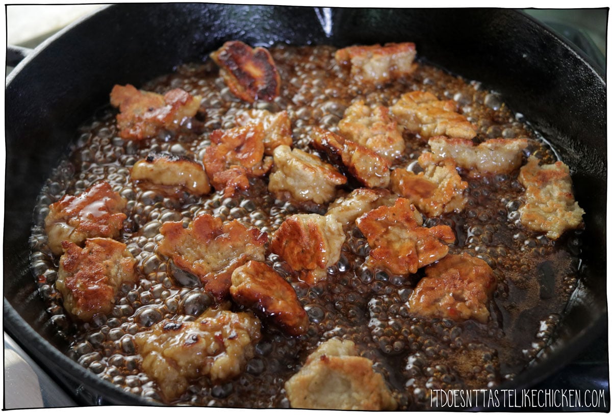 add the sauce to make this easy seitan recipe. yum!