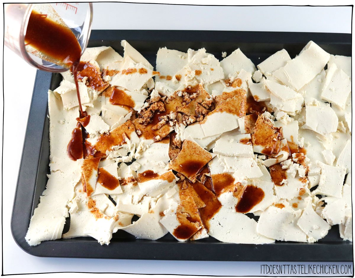 Drizzle the marinade overtop then gently toss.