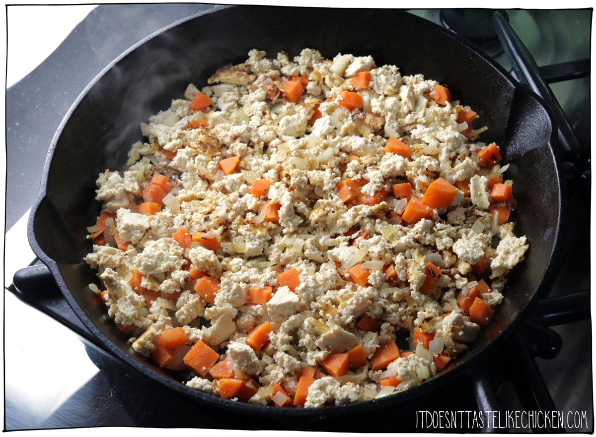 Add the tofu and brown it.