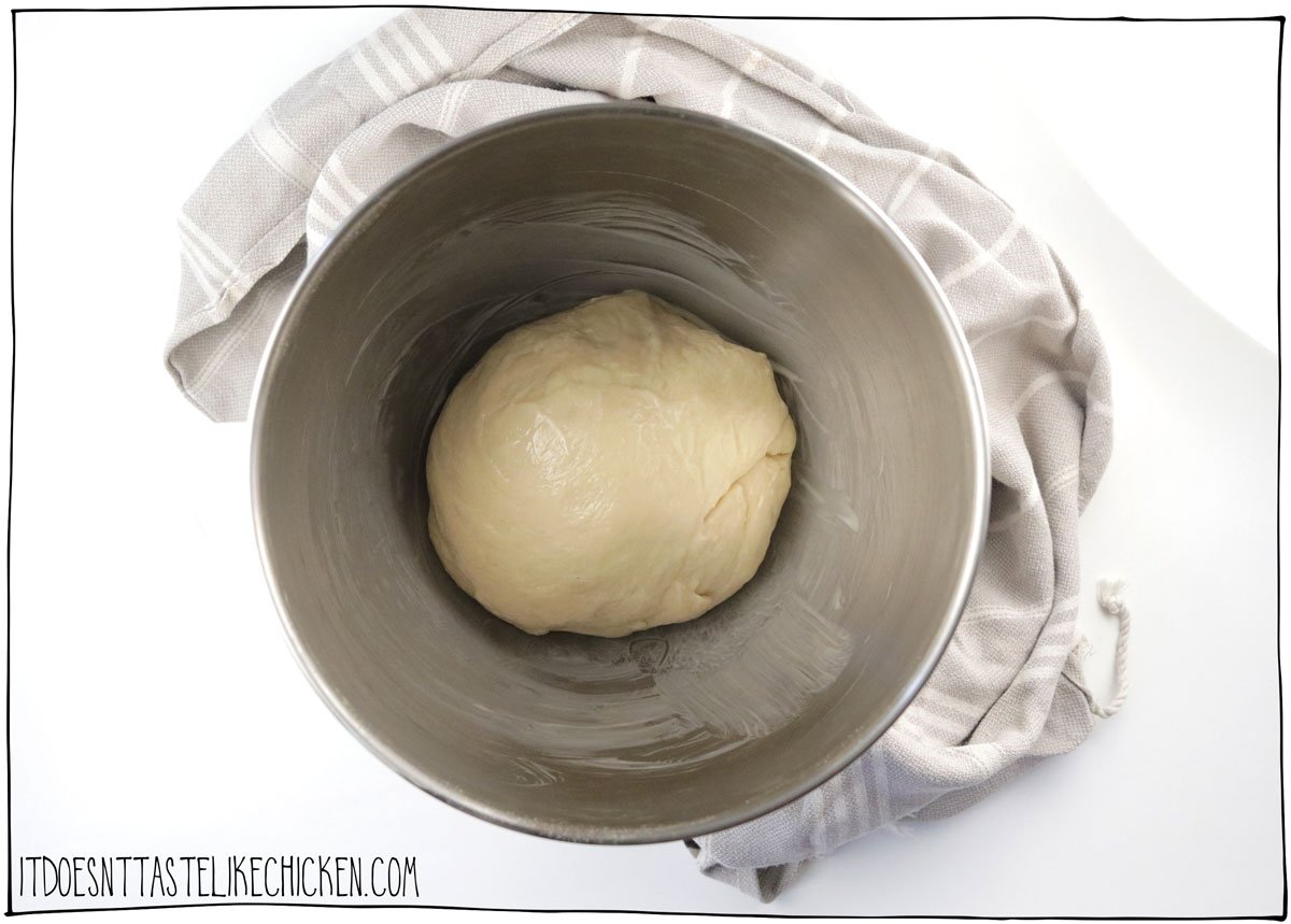 Make the dough, knead it, then let it rise.