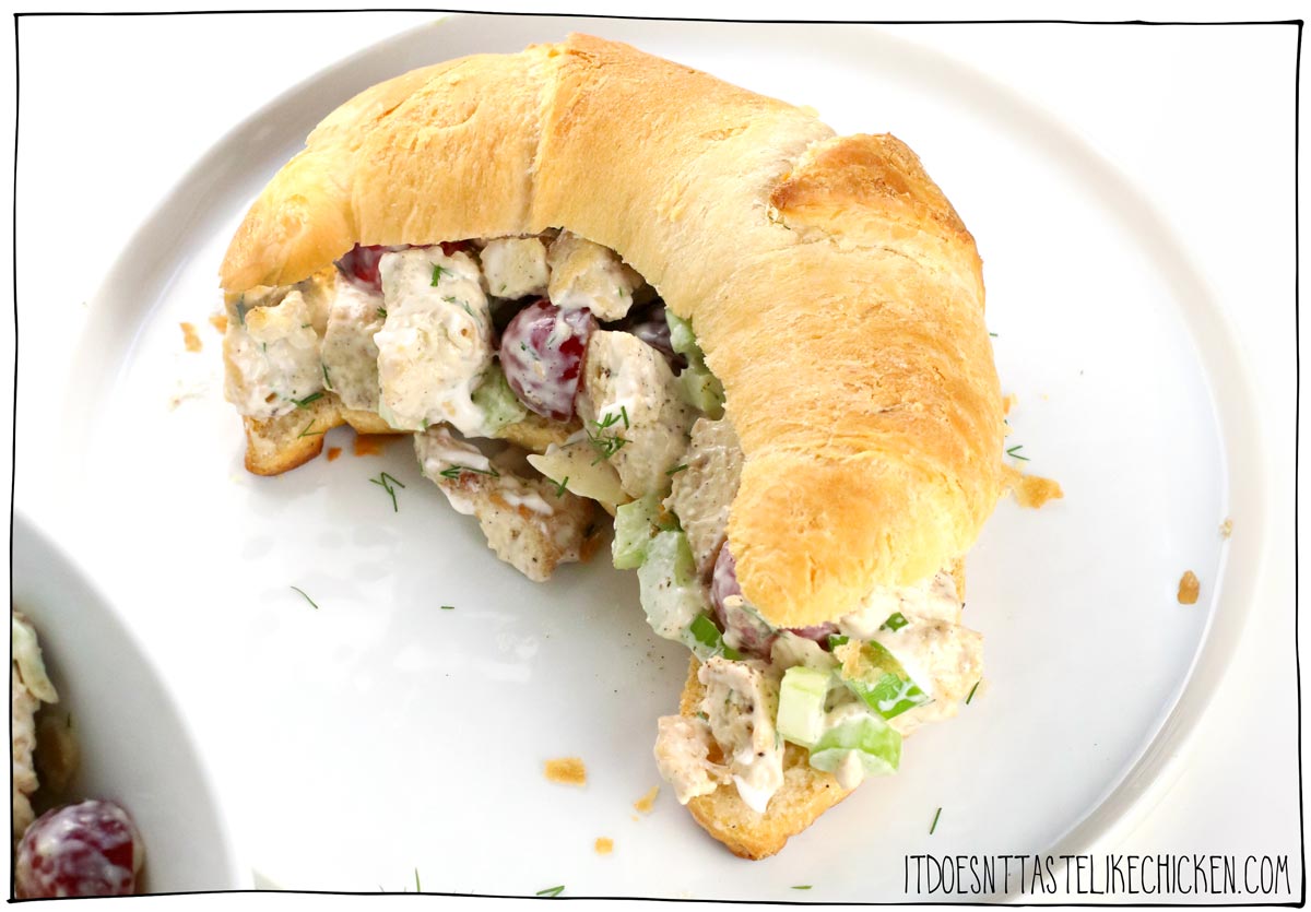This Vegan Chicken Salad recipe is creamy, delicious, and perfect for sandwiches, wraps, or even served over salad greens. With simple ingredients and customizable options, it's easy to make for lunch or dinner, it's packed with protein, and it tastes oh-so-good!