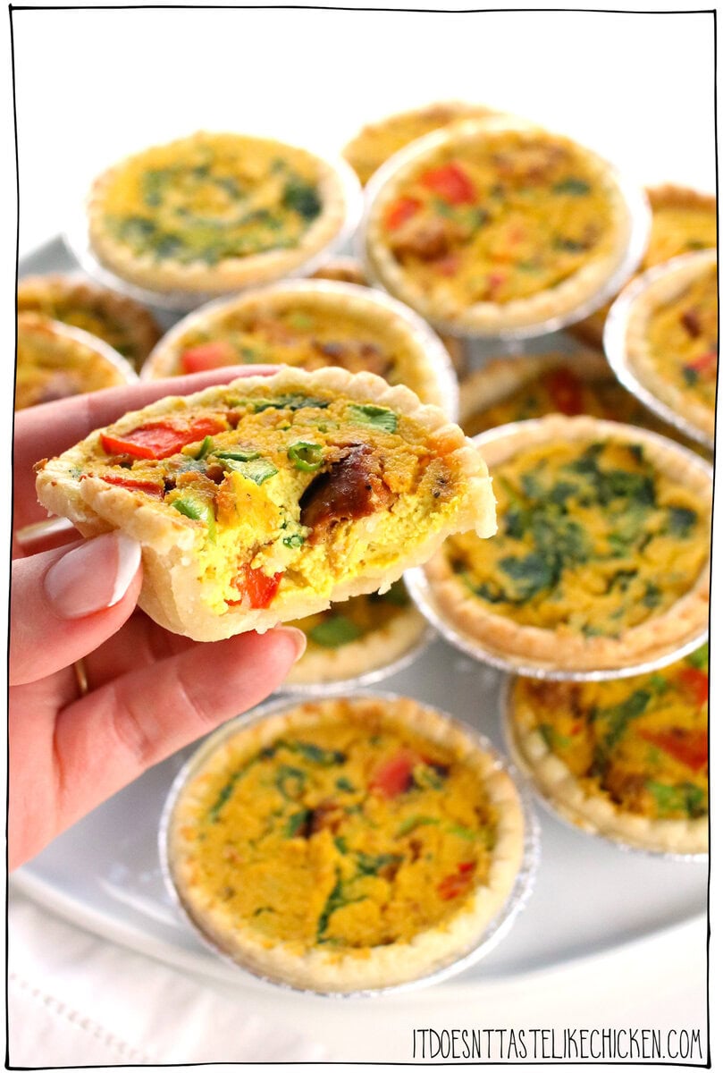 This Vegan Mini Quiche recipe is easy to make and the perfect bite-sized appetizer for any occasion, whether you're hosting a holiday gathering or planning a fancy brunch. With endless mix-and-match flavors, they’re fun to make and always a crowd-pleaser!