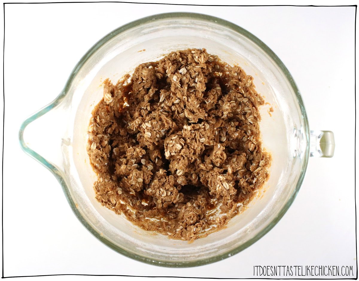Add the oats and flour to make a dough.