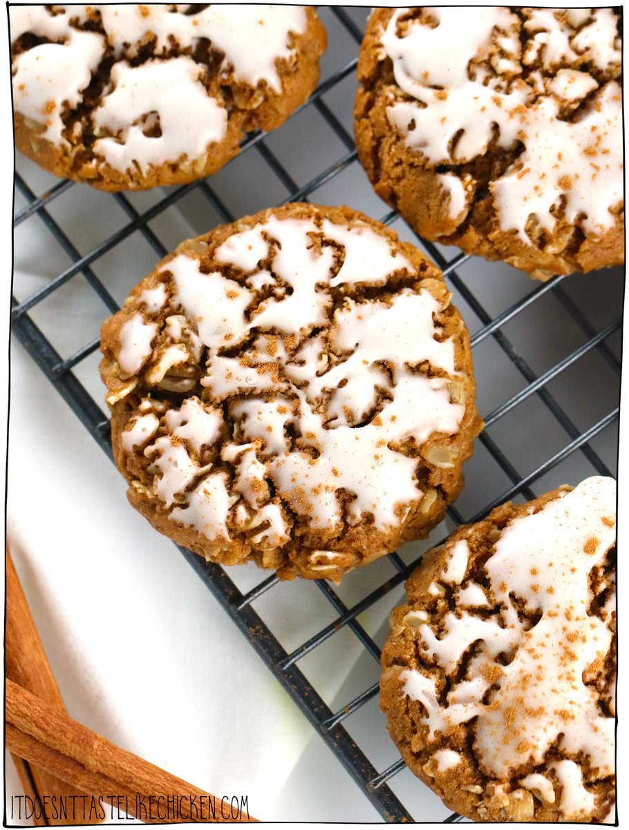 Crispy on the outside, chewy on the inside, and filled with warm, festive flavors, these Vegan Gingerbread Oatmeal Cookies are the perfect combination of classic chewy oatmeal cookies and spiced gingerbread. Easy to make and a family favorite, they can be optionally dipped in a sweet, spiced icing for a snowy finish. A perfect addition to your holiday cookie platter.