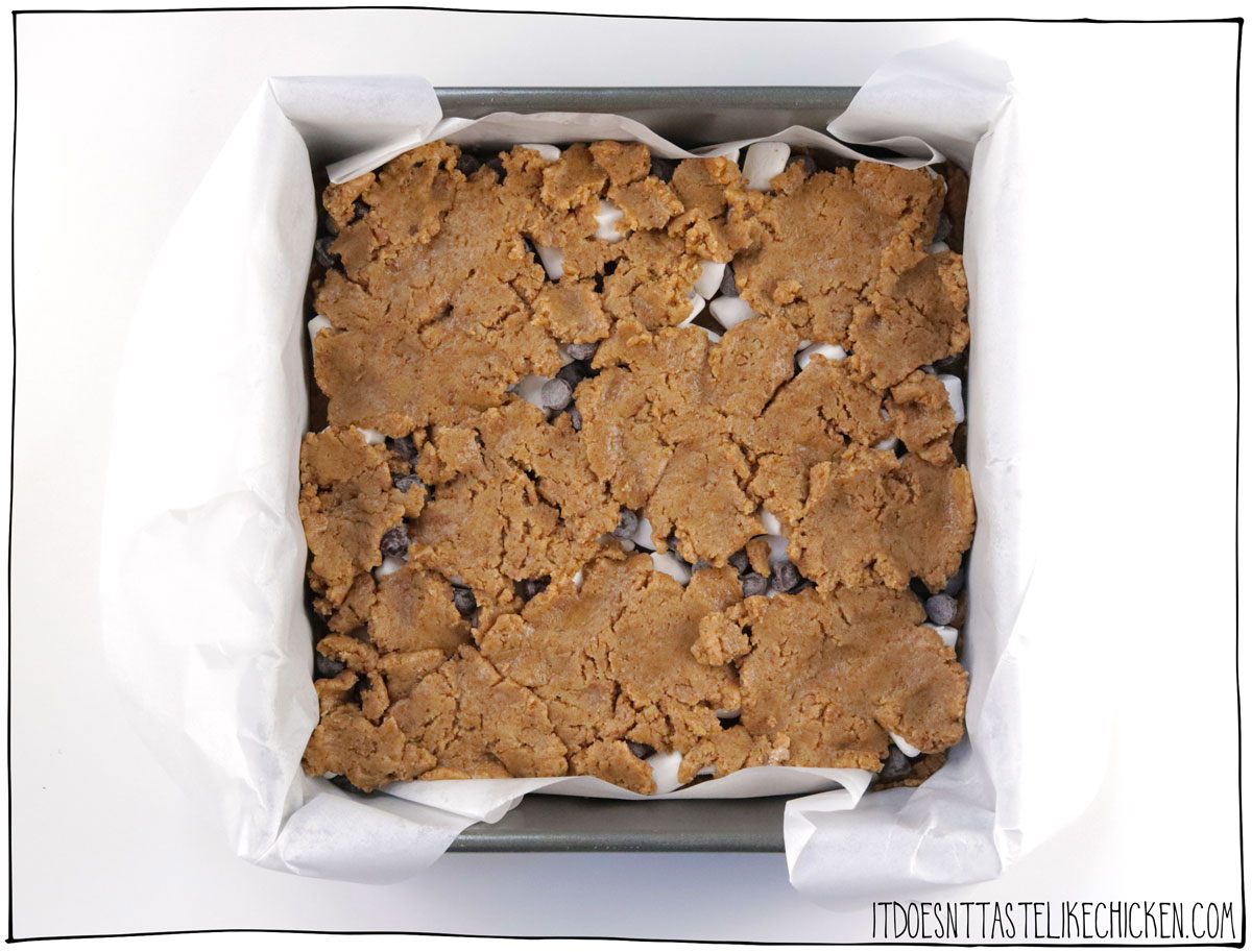 Using your hands, take some of the remaining ⅓ of the cookie dough and use your fingers to gently flatten it into a rough disc.