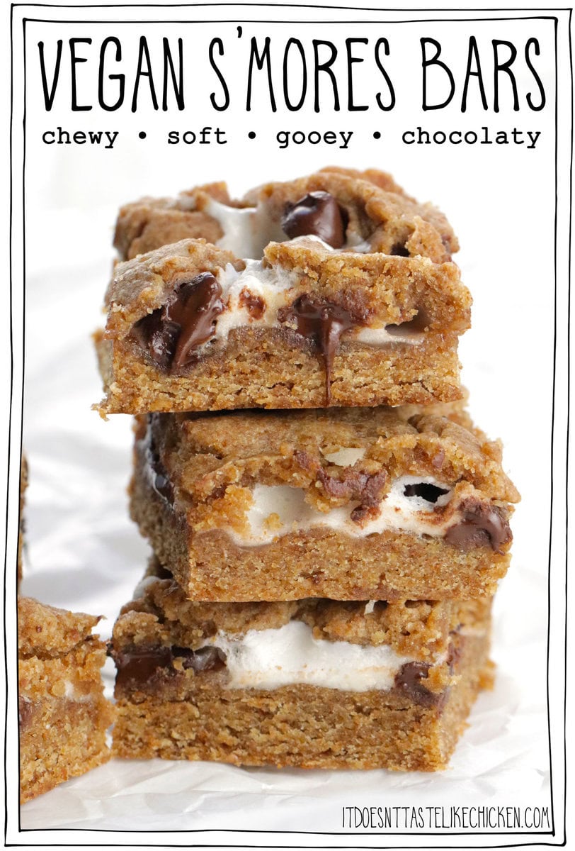 These Vegan S'mores Bars are chewy, soft, gooey, and oh-so-chocolaty! Perfect for anyone craving the nostalgic taste of s’mores without the hassle of a campfire. Get ready for your new favorite melty, chocolate-y, vegan treat that captures all the best parts of campfire nights!
