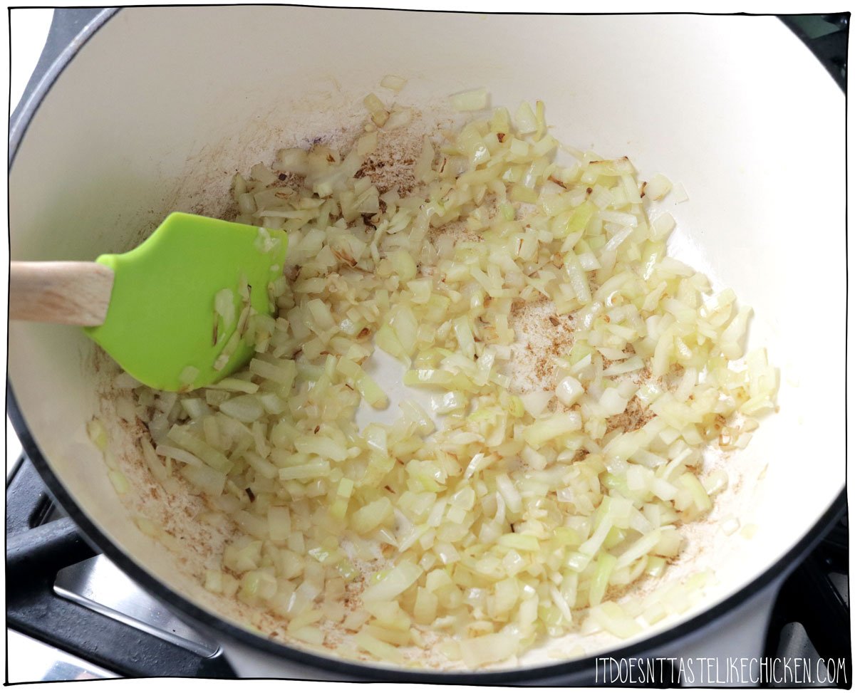 Sauté the onions and garlic. 