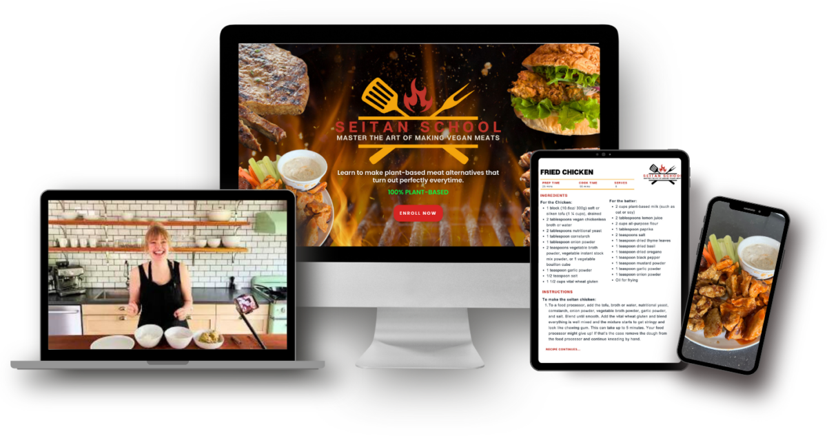 Seitan School cooking course by Sam Turnbull - expert guidance on making perfect seitan with vegan recipes and techniques.